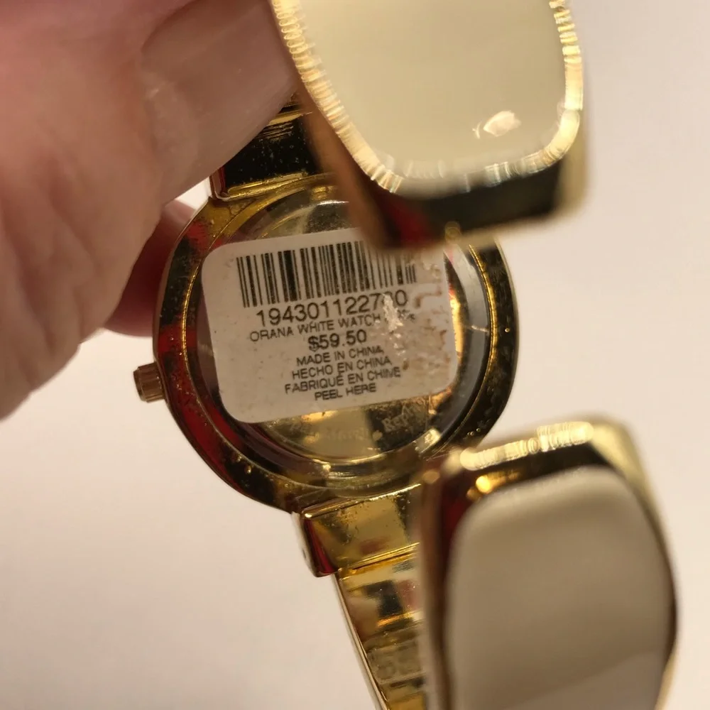 Chico’s Gold-Tone & Cream Hinged Cuff Watch
